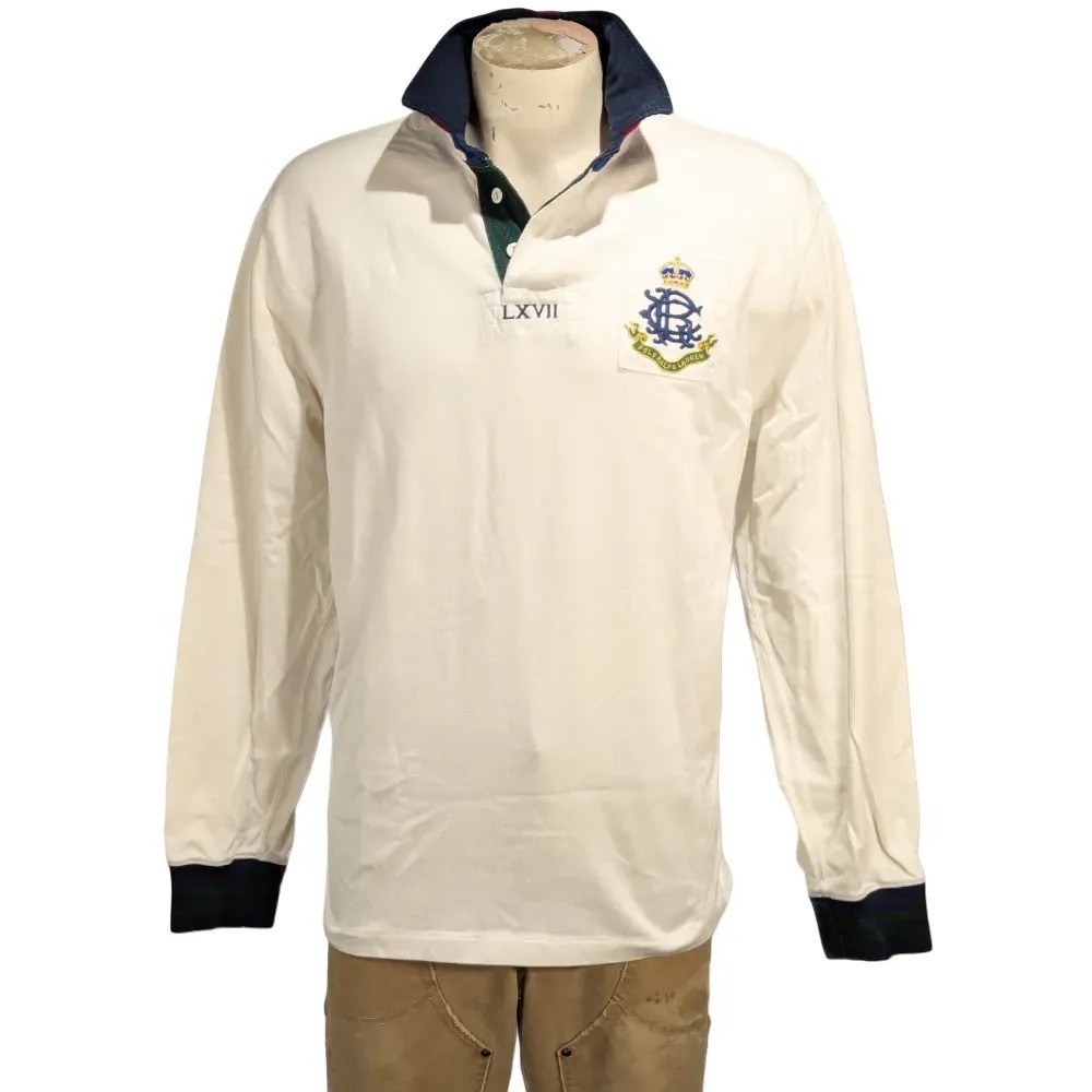 Polo Ralph Lauren Men's Vintage Rugby Shirt Crest LXVII Sz XL Custom Fit GUC